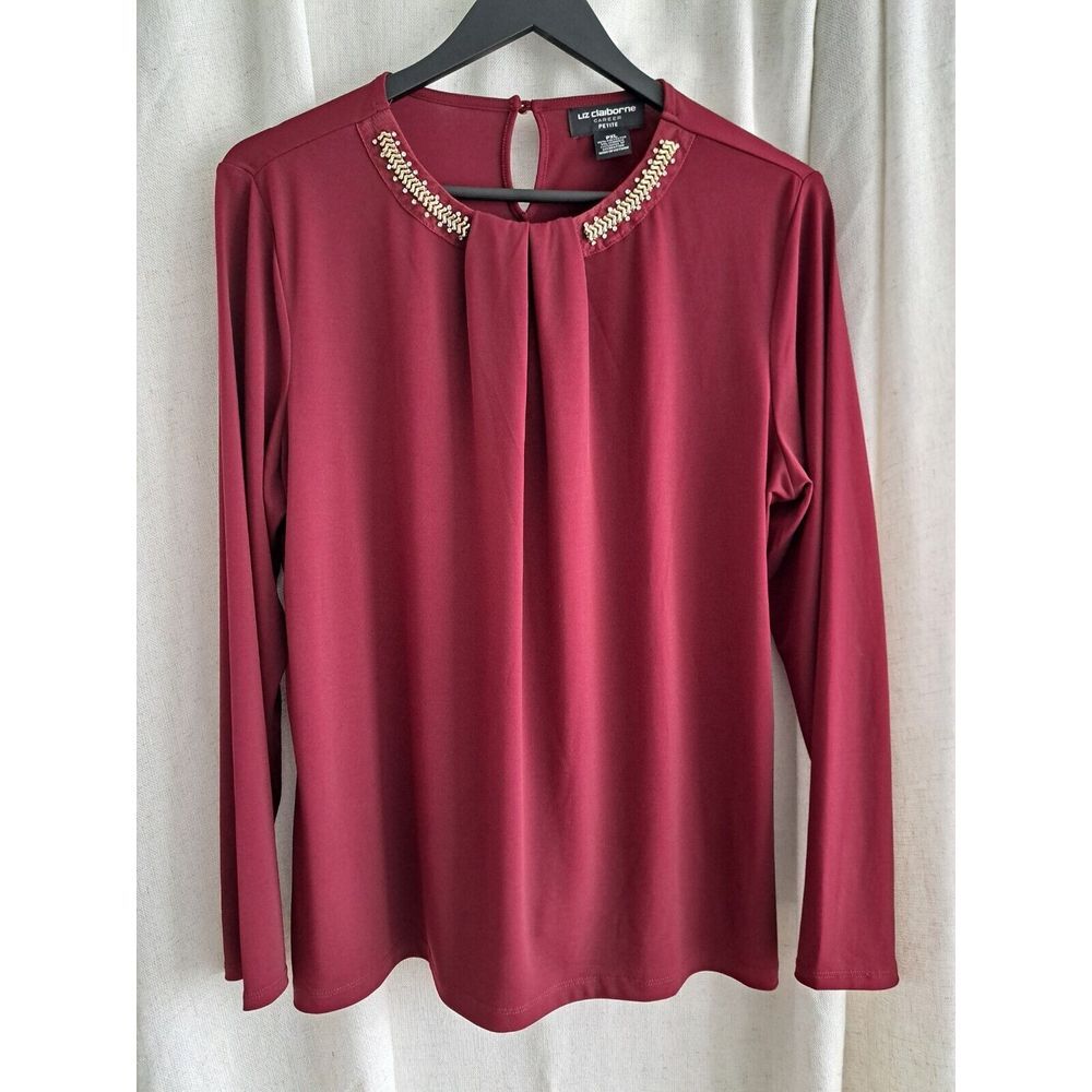 Liz Claiborne Career Petite XL Burgundy Blouse